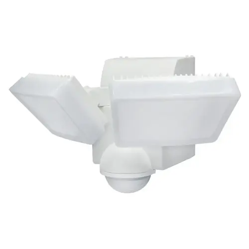 White 800 Lm. LED Motion Sensing Battery Operated 2-Head Security Light Fixture White 800 Lm. LED Motion Sensing Battery Operated 2-Head Security Light Fixture