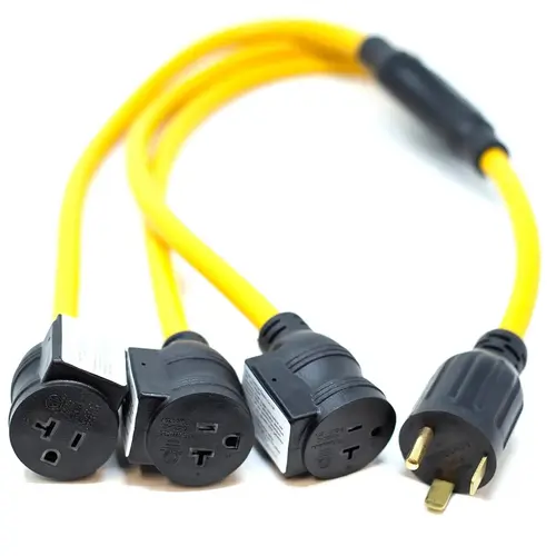 3 ft Heavy Duty TT-30P to (3) 5-20R Short Power Cord 3 ft Heavy Duty TT-30P to (3) 5-20R Short Power Cord