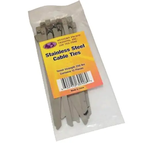 Stainless Steel Cable Ties, .30" x 26", 12-Pack Silver Stainless Steel Cable Ties, .30" x 26", 12-Pack Silver