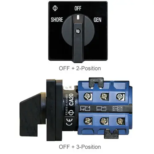 30A Rotary Source Selector, OFF + 2 Position, 2 Poles, 120V 30A Rotary Source Selector, OFF + 2 Position, 2 Poles, 120V