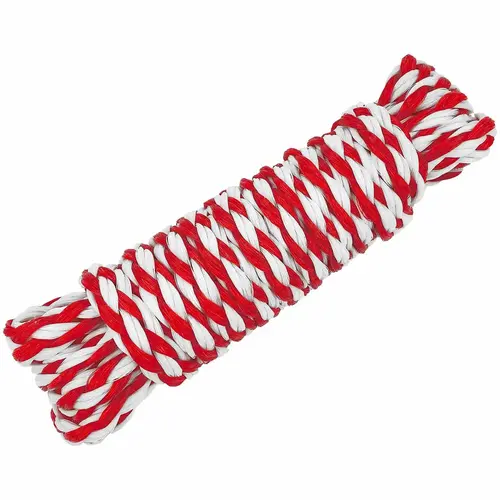 3/8" x 10 ft Utility Line, Hollow Braid Polypropylene, Red / White 3/8" x 10 ft Utility Line, Hollow Braid Polypropylene, Red / White