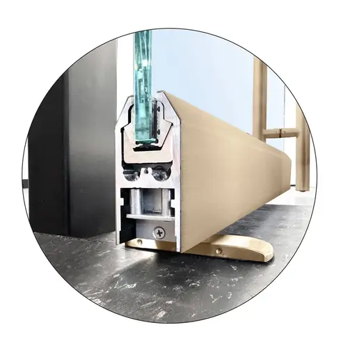 Premium Self-Closing In Rail Closer - 90 Degree No Hold Open with Cover - Satin Brass Premium Self-Closing In Rail Closer - 90 Degree No Hold Open with Cover - Satin Brass