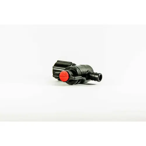PEX Stop Valve, 1/2" Barb x 1/2" FPT Swivel, Poly, Red PEX Stop Valve, 1/2" Barb x 1/2" FPT Swivel, Poly, Red