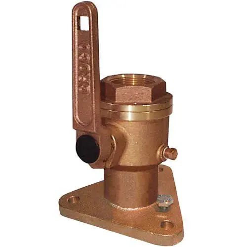 Groco Full-Flow Flanged Bronze Seacock 1-1/4 Pipe Size BV-1250