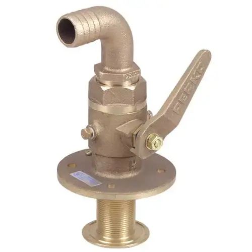 Seacock - Ball Valve Design, 3/4" Hose, 3-1/4" Flange, 5-7/8" H, 5/16 Bolt Seacock - Ball Valve Design, 3/4" Hose, 3-1/4" Flange, 5-7/8" H, 5/16 Bolt