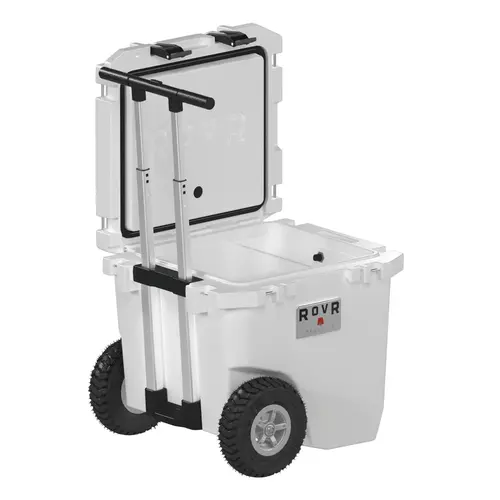 RollR 45 Quart Wheeled Hard Cooler with Telescopic Handle, Powder RollR 45 Quart Wheeled Hard Cooler with Telescopic Handle, Powder