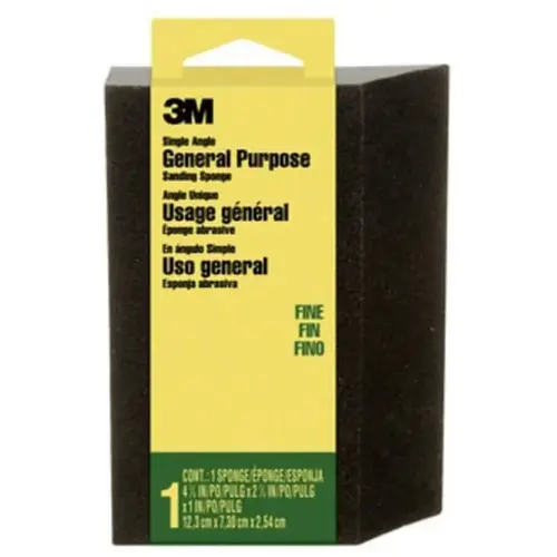3M General Purpose Sanding Sponge CP040-12-CC, Single Angle, 2 7/8" x 4 7/8" x 1", Fine, 1/pk, 12 pks/cs 3M General Purpose Sanding Sponge CP040-12-CC, Single Angle, 2 7/8" x 4 7/8" x 1", Fine, 1/pk, 12 pks/cs