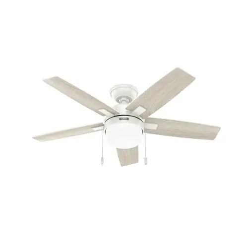 Hunter Anisten Series Ceiling Fan, 5-Blade, White Housing, Fresh White/Light Oak Blade, 44 in Sweep, MDF Blade Hunter Anisten Series Ceiling Fan, 5-Blade, White Housing, Fresh White/Light Oak Blade, 44 in Sweep, MDF Blade