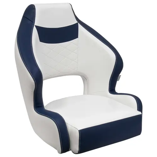 Wise DLX3338-1904 DLX Series Pontoon Bucket Seat with Flip Up Bolster - White / Mariner Blue Wise DLX3338-1904 DLX Series Pontoon Bucket Seat with Flip Up Bolster - White / Mariner Blue