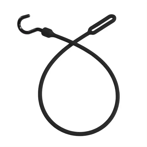 30" Polyurethane Cinch Cord with Loop and Heavy Duty Nylon Hook Ends, Black 30" Polyurethane Cinch Cord with Loop and Heavy Duty Nylon Hook Ends, Black