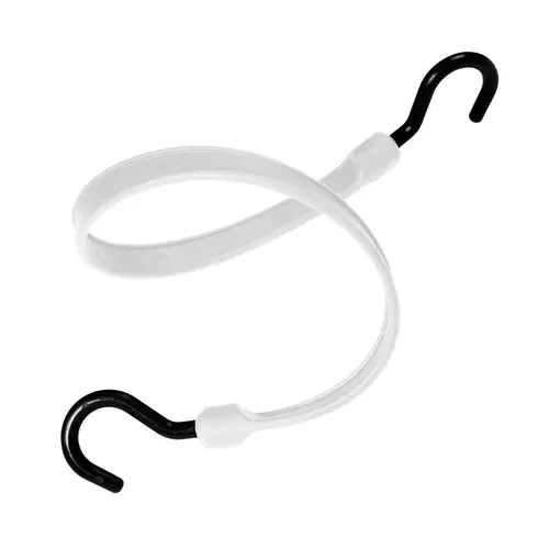 24" Bungee Strap with Heavy Duty Nylon Hook Ends, White 24" Bungee Strap with Heavy Duty Nylon Hook Ends, White