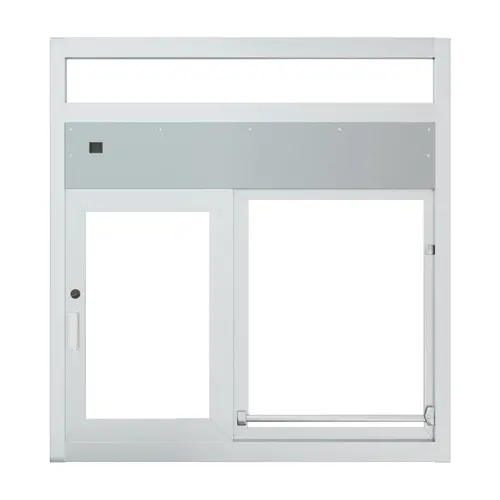 Sliding Transaction Windows Fully Automatic, Clear Anodized Finish, Left Hand Slide 48" W x 52" H Sliding Transaction Windows Fully Automatic, Clear Anodized Finish, Left Hand Slide 48" W x 52" H