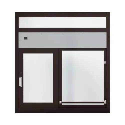 Automatic Single Sliding Transaction Windows 48" W x 52" H Size Left Hand Slide Dark Bronze Anodized Finish Automatic Single Sliding Transaction Windows 48" W x 52" H Size Left Hand Slide Dark Bronze Anodized Finish