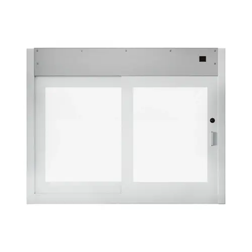 Automatic Single Sliding Transaction Windows 48" W x 41" H Size Right Hand Slide Clear Anodized Finish Automatic Single Sliding Transaction Windows 48" W x 41" H Size Right Hand Slide Clear Anodized Finish