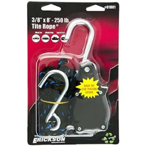 Tite Rope 3/8" x 8 ft 250 Lb. Capacity Rope Ratchet Black Tite Rope 3/8" x 8 ft 250 Lb. Capacity Rope Ratchet Black