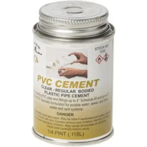 PVC Cement Regular Bodied 1/2 Pint - Clear PVC Cement Regular Bodied 1/2 Pint - Clear