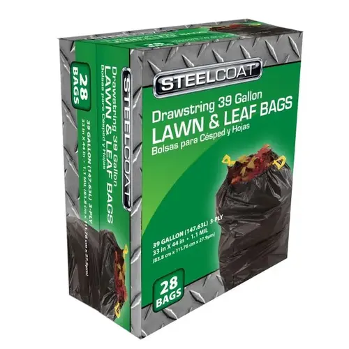 39 Gal. Black Drawstring Lawn & Leaf Trash Bag (28-Count) 39 Gal. Black Drawstring Lawn & Leaf Trash Bag (28-Count)