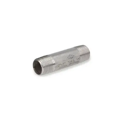 Stainless Steel 304 Pipe Nipple, 3/8" NPS x 4", Schedule 40 Stainless Steel 304 Pipe Nipple, 3/8" NPS x 4", Schedule 40