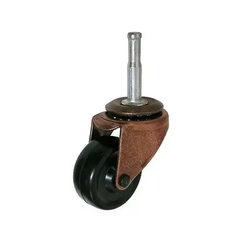 Caster, 1-5/8" Diameter, Rubber Wheel, Copper Finish, Wood Stem Caster, 1-5/8" Diameter, Rubber Wheel, Copper Finish, Wood Stem