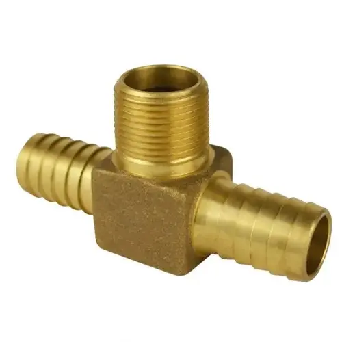 Brass Hydrant Tee, 1" Barbed x 1" MNPT x 1" Barbed, No Lead Brass Hydrant Tee, 1" Barbed x 1" MNPT x 1" Barbed, No Lead