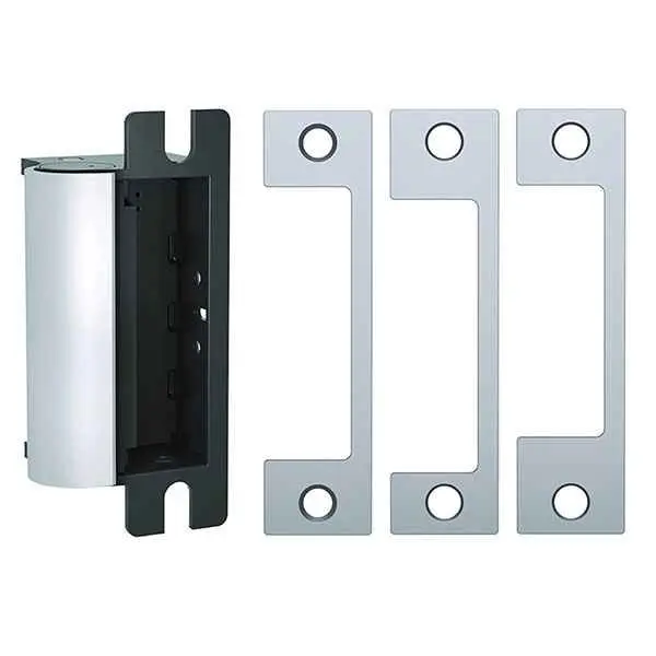 ASSA ABLOY 12VDC / 24VDC Complete Electric Strike Pack for Wood Applications Satin Stainless Steel Finish 1006CAS2630