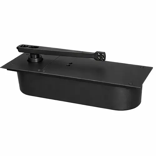 Heavy Duty Center Hung Floor Closer with 90 Degree Swing and Automatic Hold Open Flat Black Finish Heavy Duty Center Hung Floor Closer with 90 Degree Swing and Automatic Hold Open Flat Black Finish