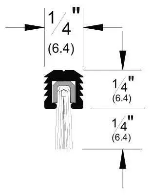 Pemko 96 (8) Mortise Retainer with 1/4 Nylon Brush Mill Finish Aluminum Finish 5025ANB96