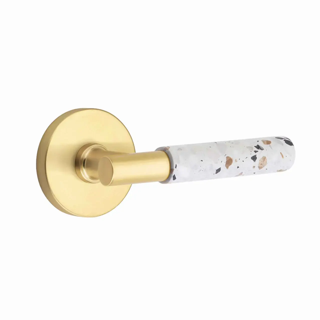 Emtek T-Bar Stem Terrazzo Marble Lever Left Hand 2-3/8 Backset Passage with Urban Modern Rose for 1-1/4 to 2 Door Flat Blac 5316US19.TAUS19.TZLT. LH Emtek T-Bar Stem Terrazzo Marble Lever Left Hand 2-3/8 Backset Passage with Urban Modern Rose for 1-1/4 to 2 Door Flat Blac 5316US19.TAUS19.TZLT. LH