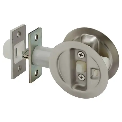 SLIDING DOOR LOCK WITH PRIVACY LOCKING FOR 1 3/4" THICK DOOR. Satin nickel SLIDING DOOR LOCK WITH PRIVACY LOCKING FOR 1 3/4" THICK DOOR. Satin nickel