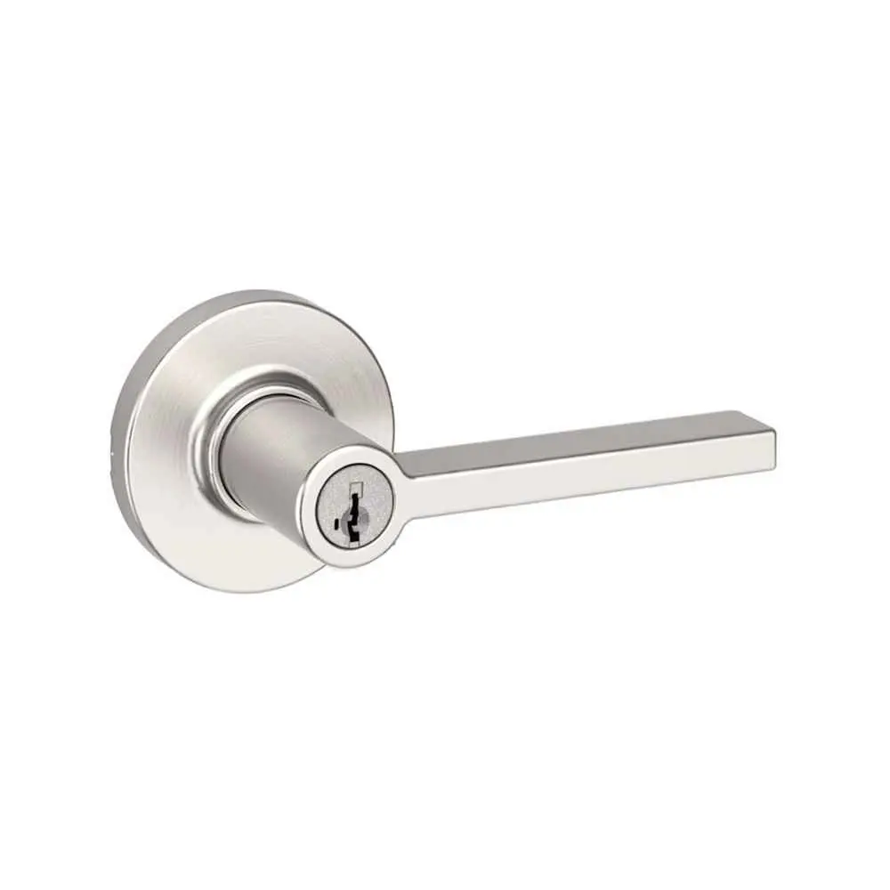 Kwikset Casey Lever with Round Rose Entry Door Lock SmartKey with 6AL Latch and RCS Strike Satin Nickel Finish 405CSLRDT-15S Kwikset Casey Lever with Round Rose Entry Door Lock SmartKey with 6AL Latch and RCS Strike Satin Nickel Finish 405CSLRDT-15S