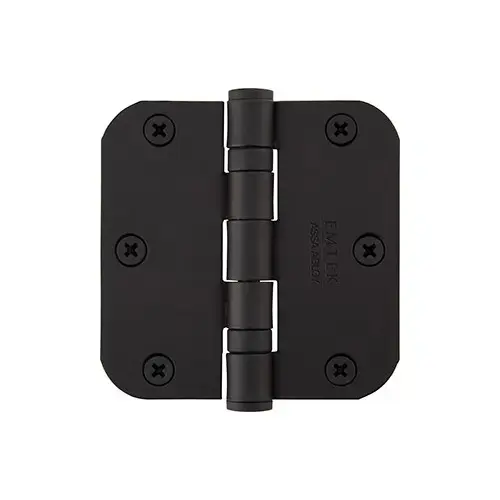 Pair of 3-1/2" x 3-1/2" 5/8" Radius Steel Heavy Duty Ball Bearing Hinges Flat Black Finish Pair of 3-1/2" x 3-1/2" 5/8" Radius Steel Heavy Duty Ball Bearing Hinges Flat Black Finish