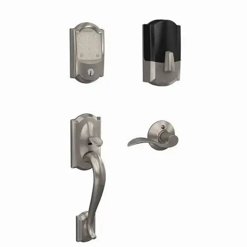 Camelot Encode Smart Wifi Touchscreen Deadbolt with Lower Camelot Handleset and Accent Lever Trim Combo Pack with C Keyway; 16292 Latch; and 10269 Strike Matte Black Finish Camelot Encode Smart Wifi Touchscreen Deadbolt with Lower Camelot Handleset and Accent Lever Trim Combo Pack with C Keyway; 16292 Latch; and 10269 Strike Matte Black Finish