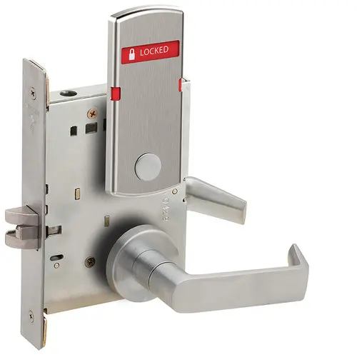 Schlage L9040 - Grade 1 Bed Bathroom Privacy Mortise Lock Non-Keyed Interior Indicator "LOCKED/UNLOCKED" L9040 18B 619 IS-LOC