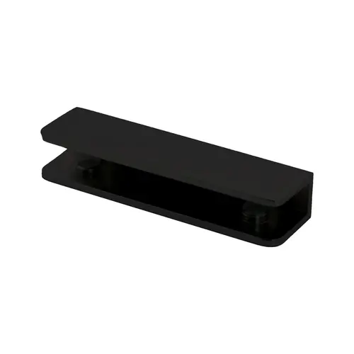Frameless Glass Shelf Bracket, Brass Material, Wall Mount, 3-15/16" Length, 1/4" to 3/8" Glazing Thickness, Matte Black Finish