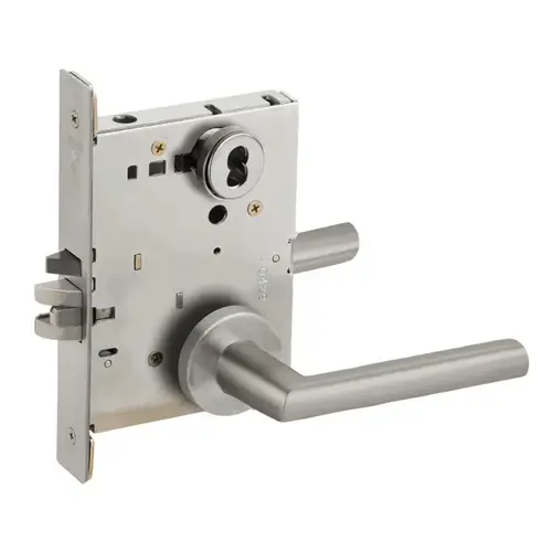 L9080 - Storeroom Latitude Lever Mortise Lock - Grade 1 Non-Deadbolt Function Single Cylinder Keyed Lever Lock Bright Brass