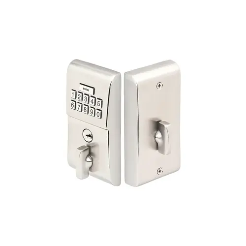 Modern Electronic Keypad Deadbolt with Weiser Keyway with 2-3/8" and 2-3/4" Backset Satin Nickel Finish Modern Electronic Keypad Deadbolt with Weiser Keyway with 2-3/8" and 2-3/4" Backset Satin Nickel Finish
