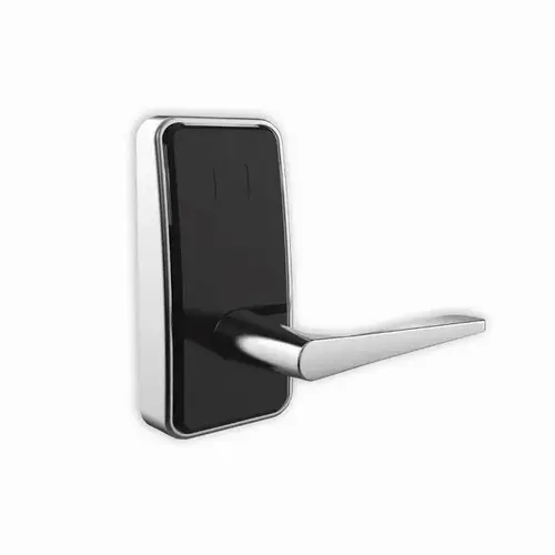 Saffire Electronic LX-L Cylindrical RFID Privacy with Thumbturn; Long Lever; Toggle; Bluetooth (BLE); Electronic (ELO); 2-3/4" Square Corner Backset; T Strike; Left Hand; Satin Nickel with Black Facia Finish Saffire Electronic LX-L Cylindrical RFID Privacy with Thumbturn; Long Lever; Toggle; Bluetooth (BLE); Electronic (ELO); 2-3/4" Square Corner Backset; T Strike; Left Hand; Satin Nickel with Black Facia Finish