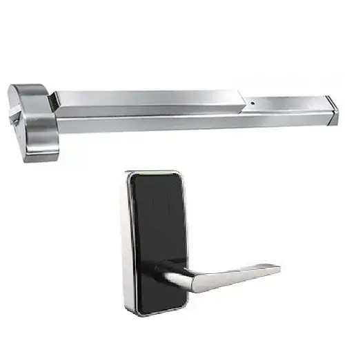 Left Hand Saffire LX-P Panic Device Standalone with BLE Enabled; Electronic Override; and Elevon Lever with Dormakaba Rim Exit Device for 1-3/4" to 2" Door Black Facia on Satin Nickel Finish Oil Rubbed Bronze Left Hand Saffire LX-P Panic Device Standalone with BLE Enabled; Electronic Override; and Elevon Lever with Dormakaba Rim Exit Device for 1-3/4" to 2" Door Black Facia on Satin Nickel Finish Oil Rubbed Bronze
