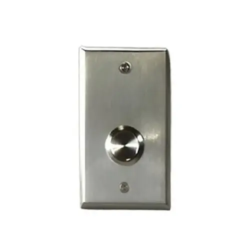 5/8" Round Stainless Entry Button or Door Bell, Weather Resistant, Water Proof, Single Gang Stainless Steel Plate, Double Pole, Momentary, Normally Open No 5/8" Round Stainless Entry Button or Door Bell, Weather Resistant, Water Proof, Single Gang Stainless Steel Plate, Double Pole, Momentary, Normally Open No