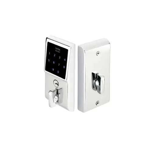 Emtouch Electronic Touchscreen Deadbolt with Weiser WR5 Keyway 2-3/8" Backset for 1-3/4" to 2-1/4" Door Polished Chrome Finish Emtouch Electronic Touchscreen Deadbolt with Weiser WR5 Keyway 2-3/8" Backset for 1-3/4" to 2-1/4" Door Polished Chrome Finish