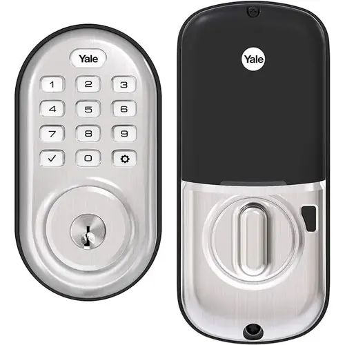 Assure Lock Push Button Stand Alone Deadbolt with Kwikset Keyway Satin Nickel Finish Assure Lock Push Button Stand Alone Deadbolt with Kwikset Keyway Satin Nickel Finish