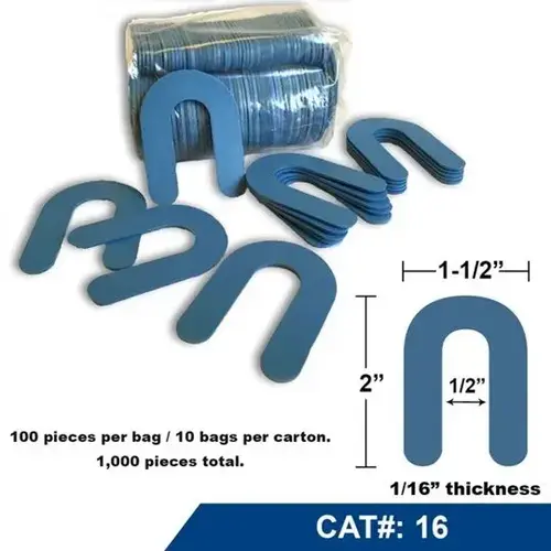 Horseshoe Shims #16 - 1/16" x 1-1/2" x 2" - 1000/Case Horseshoe Shims #16 - 1/16" x 1-1/2" x 2" - 1000/Case