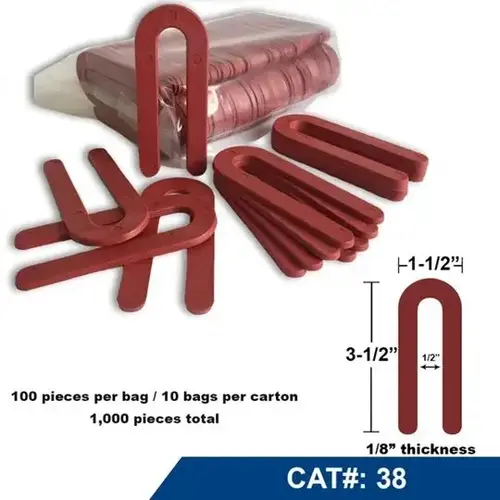 Horseshoe Shims #38 - 1/8" x 1-1/2" x 3-1/2" - 1000/Case Horseshoe Shims #38 - 1/8" x 1-1/2" x 3-1/2" - 1000/Case