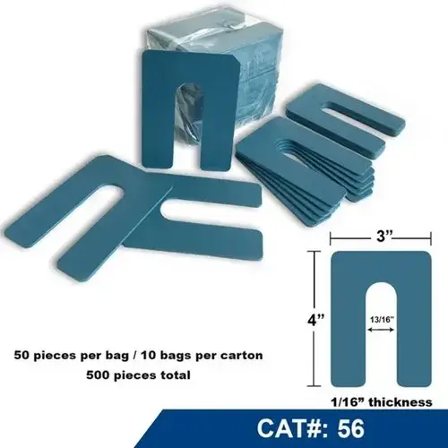 Horseshoe Shims #56 - 1/16" x 3" x 4" - 500/Case Horseshoe Shims #56 - 1/16" x 3" x 4" - 500/Case