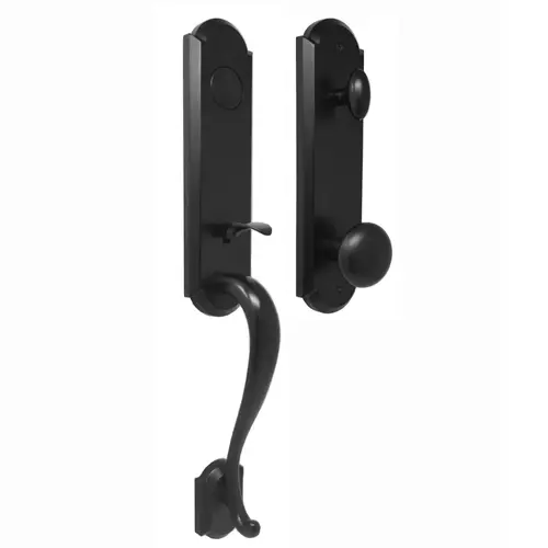 Mansion Dummy Handle set with Impresa Knob in the Matte Black Finish Mansion Dummy Handle set with Impresa Knob in the Matte Black Finish