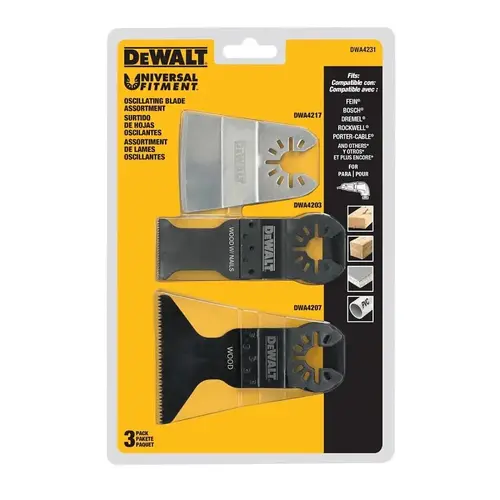 Oscillating Multi-Tool Blade Set, 3-Piece, Scraper, Wood with Nails, Wide Cut Oscillating Multi-Tool Blade Set, 3-Piece, Scraper, Wood with Nails, Wide Cut