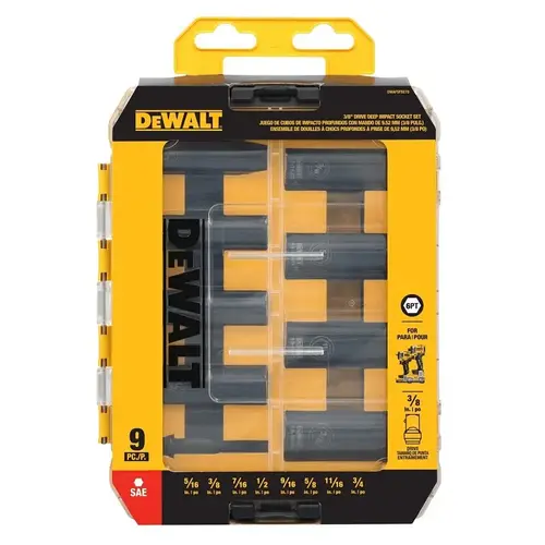 DEWALT 6-Point Impact Socket Set, Steel, Manganese Phosphate-Coated DEWALT 6-Point Impact Socket Set, Steel, Manganese Phosphate-Coated
