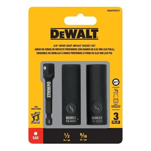 DEWALT 6-Point Impact Socket Set, Steel, Manganese Phosphate-Coated DEWALT 6-Point Impact Socket Set, Steel, Manganese Phosphate-Coated