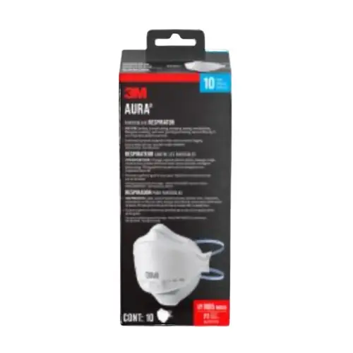 3M Aura Series Respirator, One-Size Mask, N95 Filter Class, 95 % Filter Efficiency, White 3M Aura Series Respirator, One-Size Mask, N95 Filter Class, 95 % Filter Efficiency, White