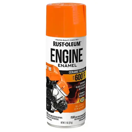 Rust-Oleum Engine Enamel, 11 oz, Liquid, Gloss Orange Rust-Oleum Engine Enamel, 11 oz, Liquid, Gloss Orange
